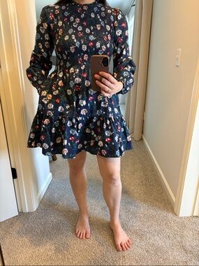 Floral Smocked Navy Mini Dress